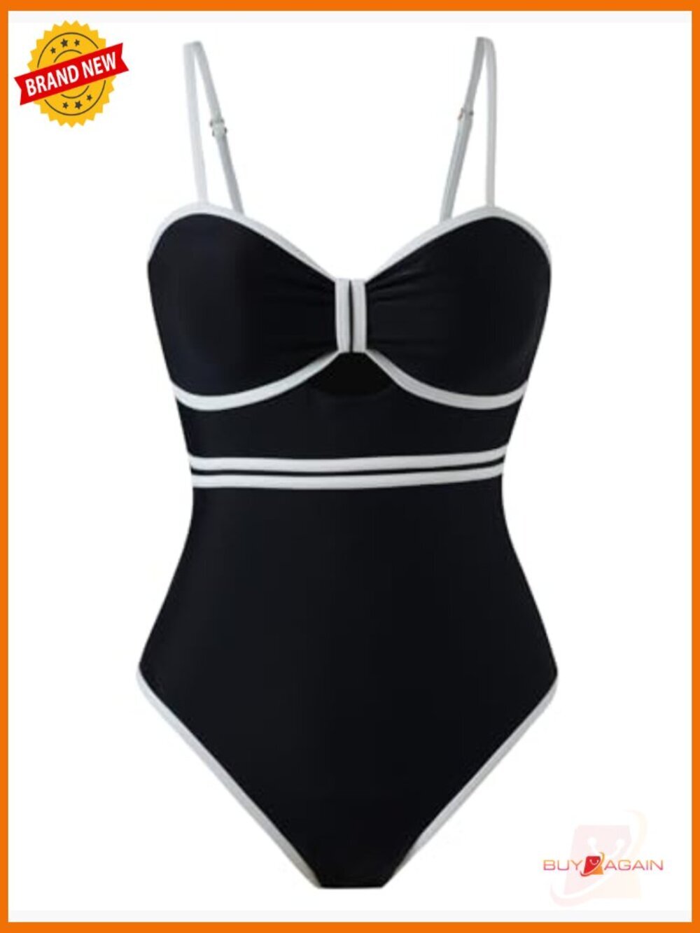 One Piece Swimsuit with Wrap Skirt Cover Up Retro Tummy Control Slimming - Picture 6 of 6
